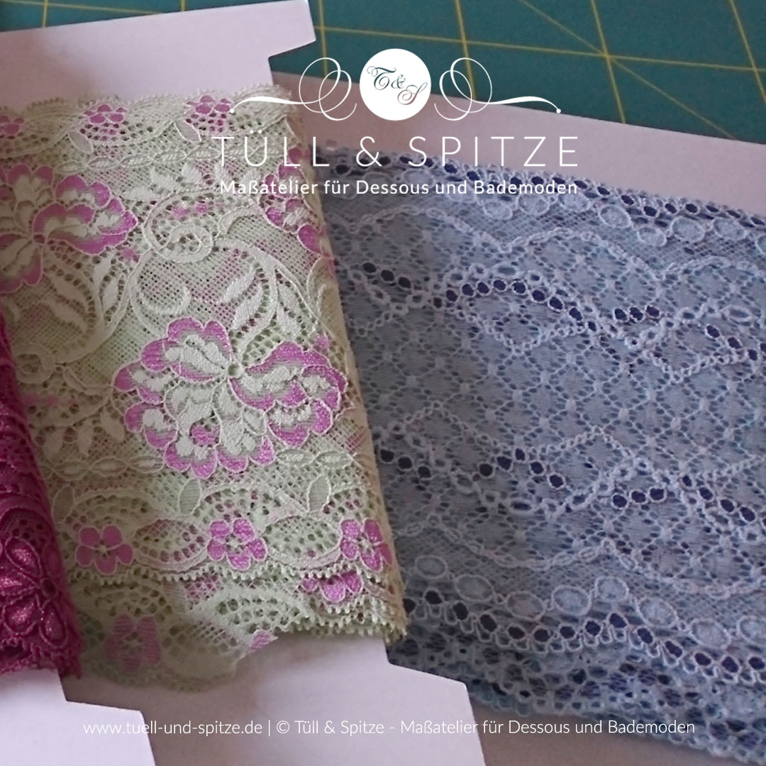 Spitze bleu und grün-rosa