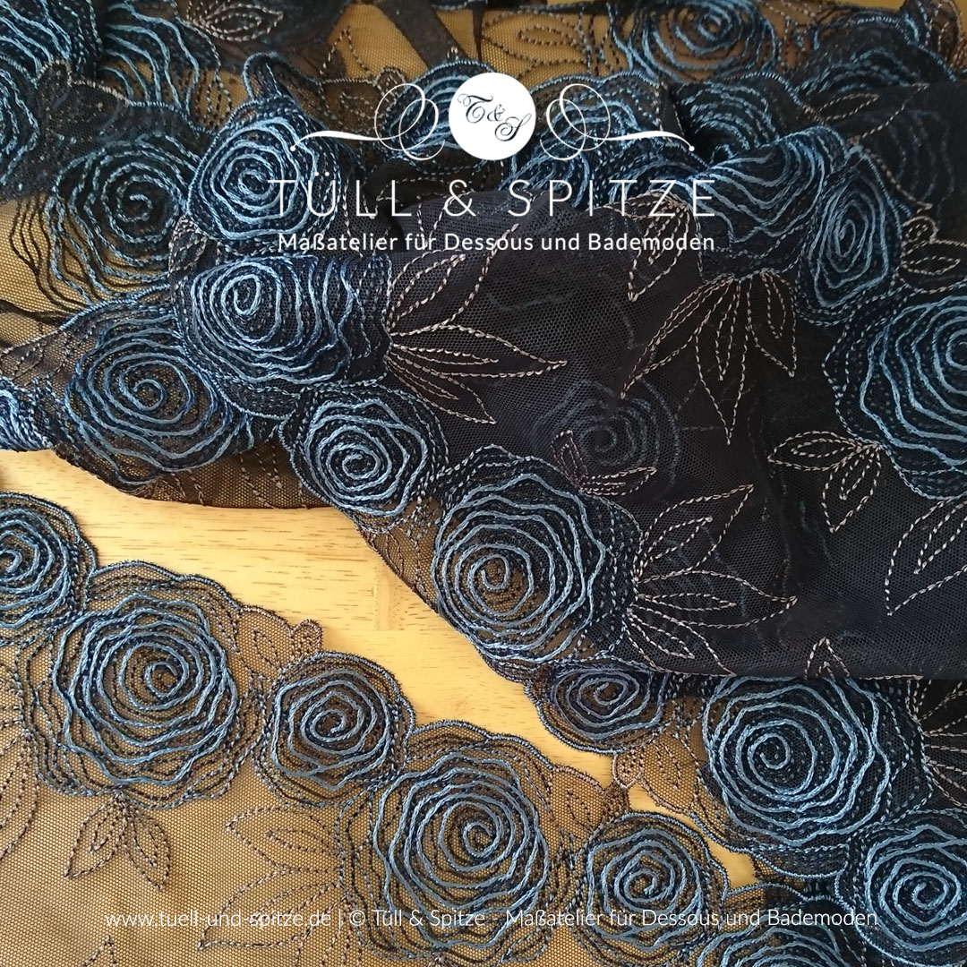 Dessousstoffe und Spitzen | Stickspitze dunkelblau