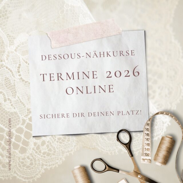 DESSOUS-NÄHKURSE 2026 - Die neuen Termine sind online! 🧵

Ich helfe dir bei deinem Einstieg ins Dessous-Nähen oder - wenn du bereits erste Erfahrungen im Dessous-Nähen gemacht hast - das nächste Level zu erreichen!
Starte das neue Jahr kreativ
✂️ tuellundspitze.com/dessous-naehkurse

Das erwartet dich in den Kursen:

GRUNDKURS DESSOUS NÄHEN (TAGESKURS)
🧵 Verarbeitungs- und Nähtechniken für Dessous
🧵 Stoffdehnungen
🧵 Spitze richtig spiegeln
🧵 Slip nähen

BH-WORKSHOP (WOCHENENDKURS)
🧵 Bügelgröße ermitteln
🧵 Fertigschnitt an Kurzwaren anpassen
🧵 Futter für BH-Cups + Rückenbänder kennenlernen
🧵 BH-Design
🧵 BH Schritt für Schritt nähen

SCHNITTKONSTRUKTION FÜR DESSOUS (WOCHENENDKURS)
🧵 korrektes Maßnehmen
🧵 Schnitterstellung für Dessous (Slip + BH)
🧵 Probenähen + evtl. Schnittkorrekturen
🧵 nähen der Dessous

💥 1:1-COACHING (WOCHENEND-WORKSHOP) 💥
FÜR FORTGESCHRITTENE DESSOUS-NÄHENDE
Erreiche das nächste Level deiner Dessous-Nähkenntnisse und tauche tief ein in Tipps und Tricks!
An diesem Wochenende bestimmst DU die Themen, die wir an diesem Kurs-Wochenende gemeinsam besprechen und durcharbeiten. Deine Fragen – meine Unterstützung.
Nach dem Kurs fühlst du dich sicher im Umgang mit der Schnittkonstruktion, allen Verarbeitungstechniken und den Materialien.

Zu den Kurseterminen:
👉 tuellundspitze.com/dessous-naehkurse/

#dessousnähenlernen #dessousnähen #dessousnähkursewiesbaden #lingeriemaking #nähkurse2026 #dessousnähkurs #howtosewlingerie #bhnähen #slipnähen #dessousschneiderei #tüllundspitzewiesbaden #unterwäschenähen #dessous #lingerie #lace #spitze #dentelle #nähkurse #wiesbaden