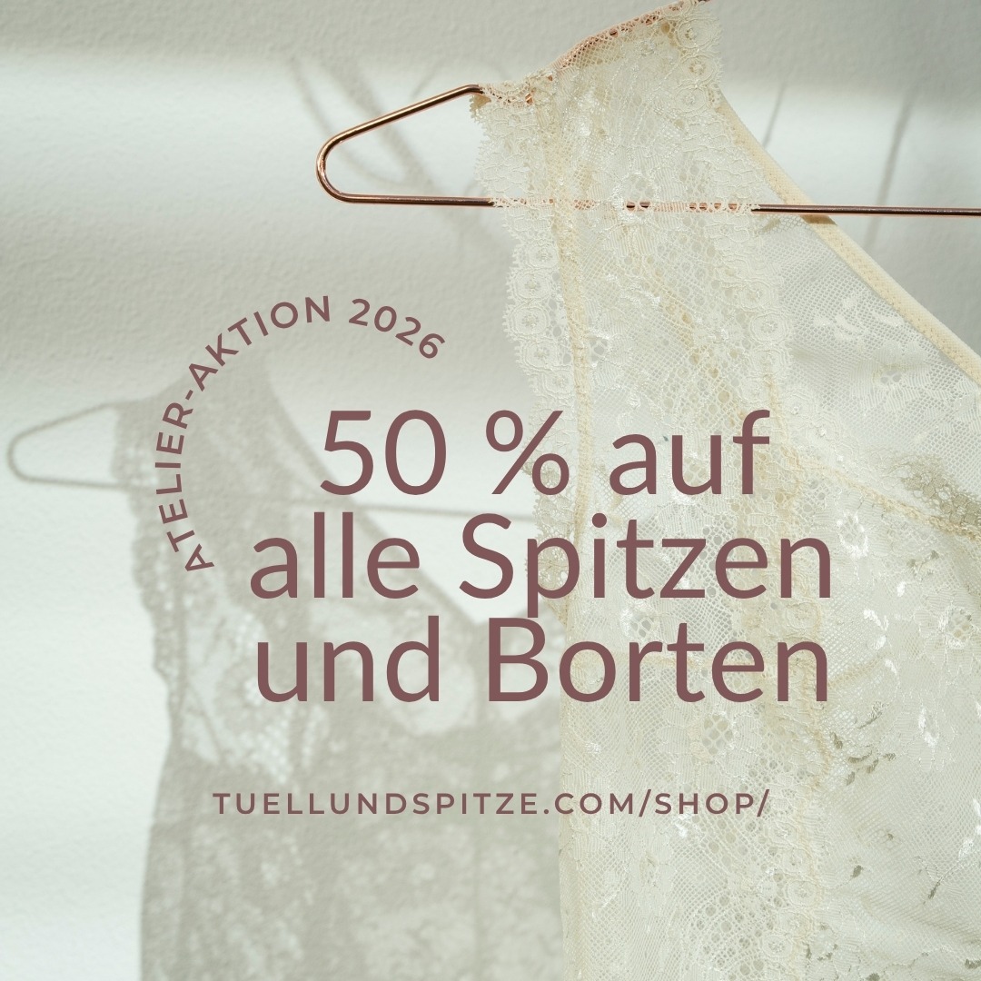 Eine kleine Atelier-Aktion für dich 👙
Es gibt diese Momente, in denen man eine Spitze entdeckt und sofort weiß: Daraus möchte ich etwas Besonderes nähen. 🪡
Vielleicht ist genau jetzt so ein Moment.
Bis zum 31. August 2026 erhältst du 50 % auf alle Spitzen und Borten im Onlineshop von Tüll & Spitze. Gib dafür einfach beim Checkout diesen Gutscheincode ein: AtelierAktion2026
Ob feine Wäschespitzen, elastische Spitzen oder dekorative Borten – manchmal fehlt nur das passende Material, damit aus deiner Idee ein neues Lieblingsstück entsteht.
Gerne kannst du auch im Atelier vorbeikommen und ganz in Ruhe stöbern und dich inspirieren lassen.
➡️ Bitte vorher einen Termin vereinbaren!
Ich wünsche dir ganz viel Freude beim Entdecken und Kreativsein.
Den Link zum Shop findest du oben in meiner Bio.
#dessousnähen #dessous #wäschespitze #spitze #lace #dentelle #elastischespitze #dessousstoffe #nähzubehör #lingeriesewing #tüllundspitze #wiesbaden