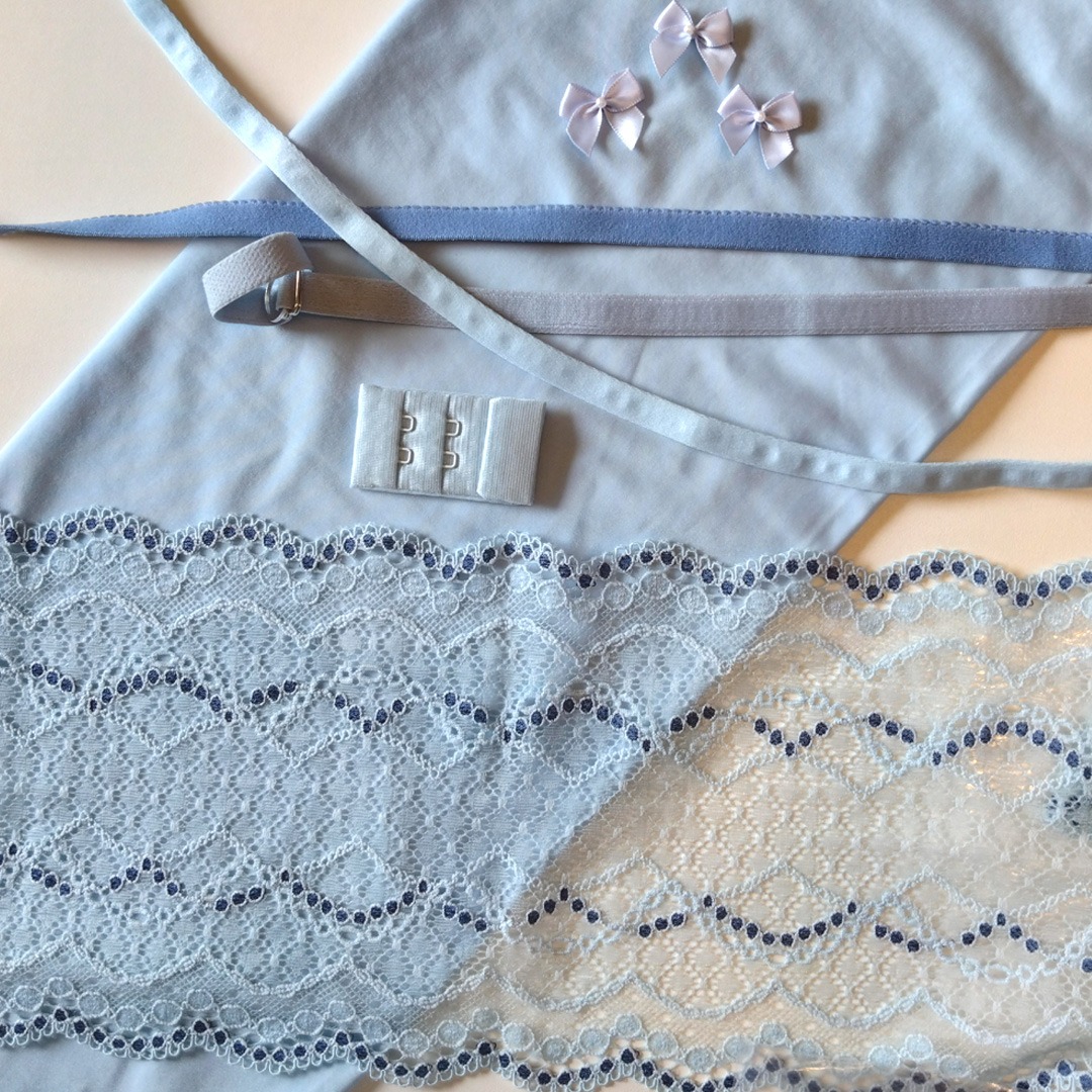 Materialpaket für ein Dessousset in Bleu | Nähset mit Stoffen & Kurzwaren