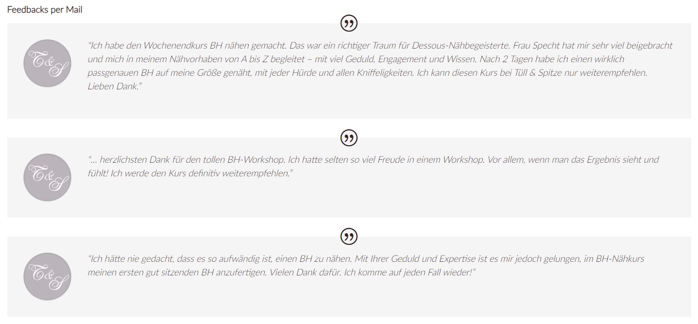 Feedback von Kursteilnehmerinnen per E-Mail Feedback von Kursteilnehmerinnen per E-Mail