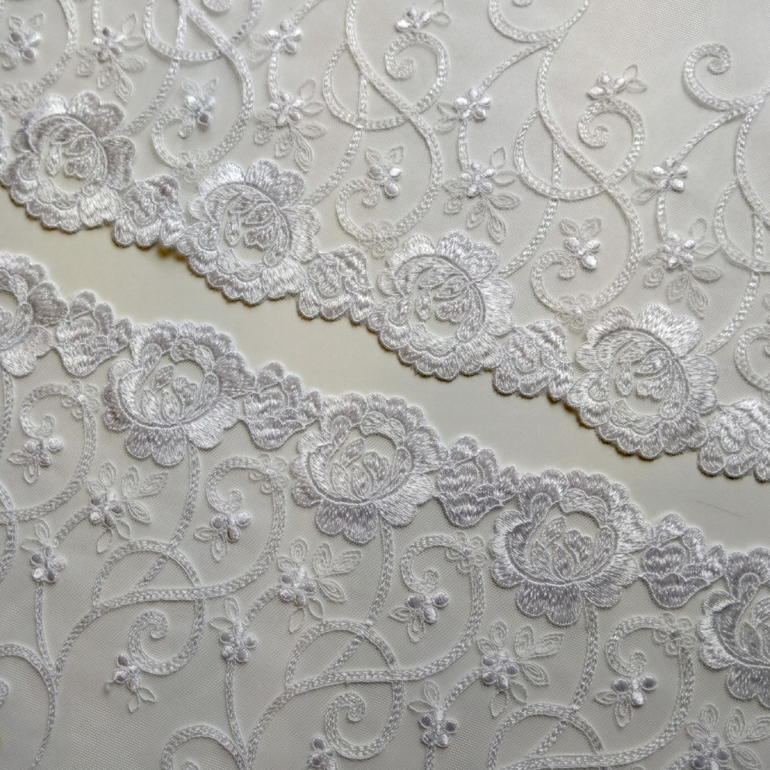 Stickspitze in Weiß, 20 cm breit