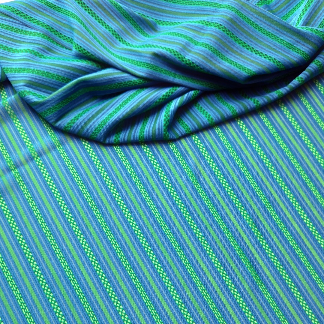 Dessousstoff in Petrol und Grün, gestreift | durchbrochenes Muster