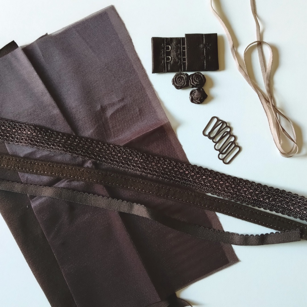 Kurzwarenpaket für Dessous in Dunkelbraun kaufen | BH Nähzubehör, Dessous Nähzubehör